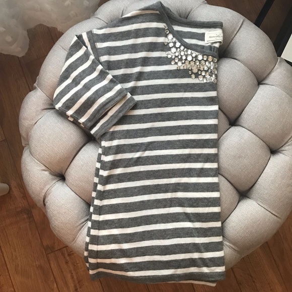 Abercrombie & Fitch Rhinestone Collar Striped Top - Picture 1 of 3
